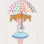 Colorful umbrella rainy days MariaJCuesta. Children’s Books. Art. Illustration.