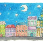 Houses night MariaJCuesta. Children’s Books. Art. Illustration.