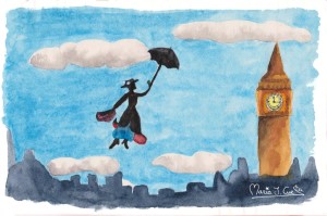 Clouds Always Mary Poppins MariaJCuesta. Children’s Books. Art. Illustration.