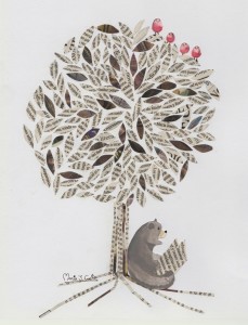 Newspaper tree bear birds MariaJCuesta. Children’s Books. Art. Illustration.
