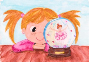 Snow globe ballerina MariaJCuesta. Children’s Books. Art. Illustration.