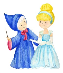 Cinderella and Fairy GodMother MariaJCuesta. Children’s Books. Art. Illustration.